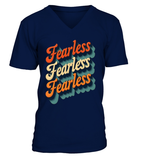 Fearless Retro Vintage Typography V-Neck T-shirt