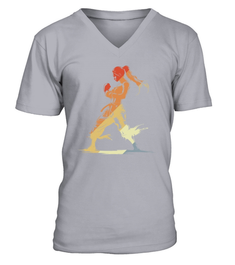Vintage Kickboxing Girl V-Neck T-shirt