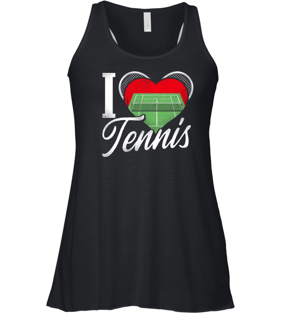 Funny Tennis Player Racket Heart I Women's Flowy Tank Top