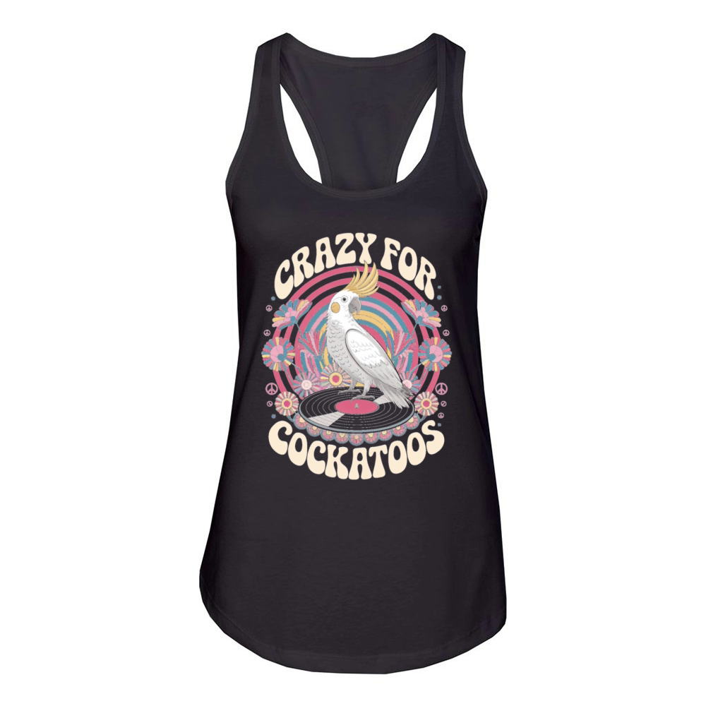 Crazy For Cockatoos Vintage Vibe Art Women's Racerback Tank