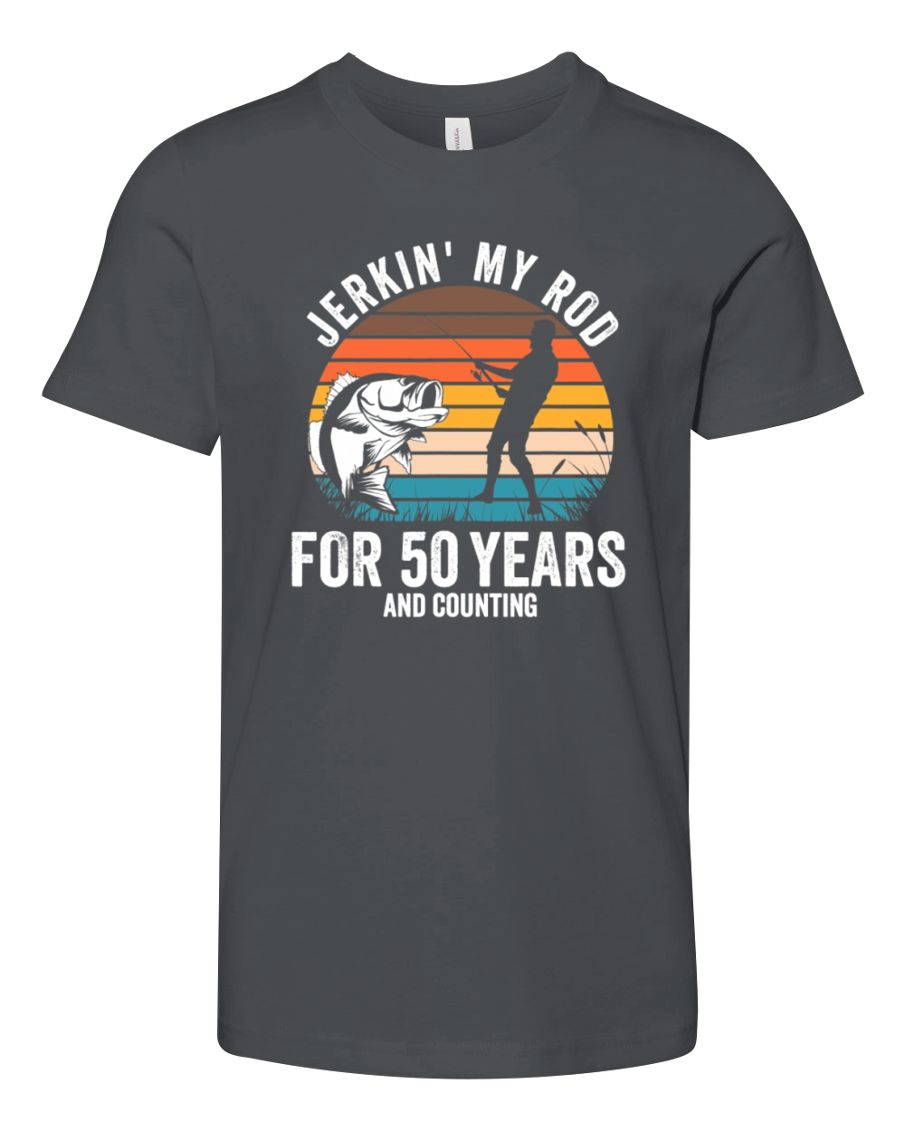 50th Birthday Gift for Fisherman Men Funny Fishing Youth Unisex Jersey Tee