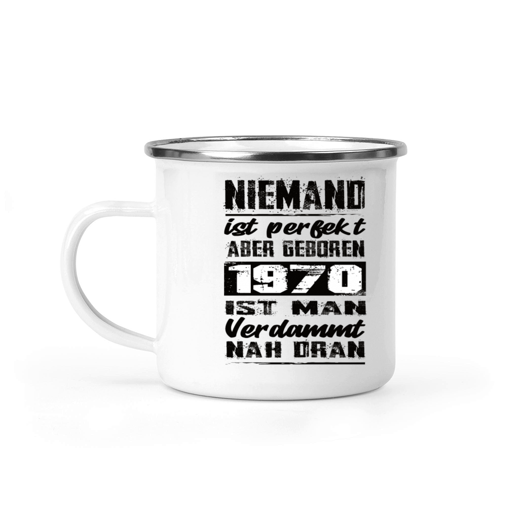 Nobody Is Perfect But Born 1970 Birthday Camping Mug