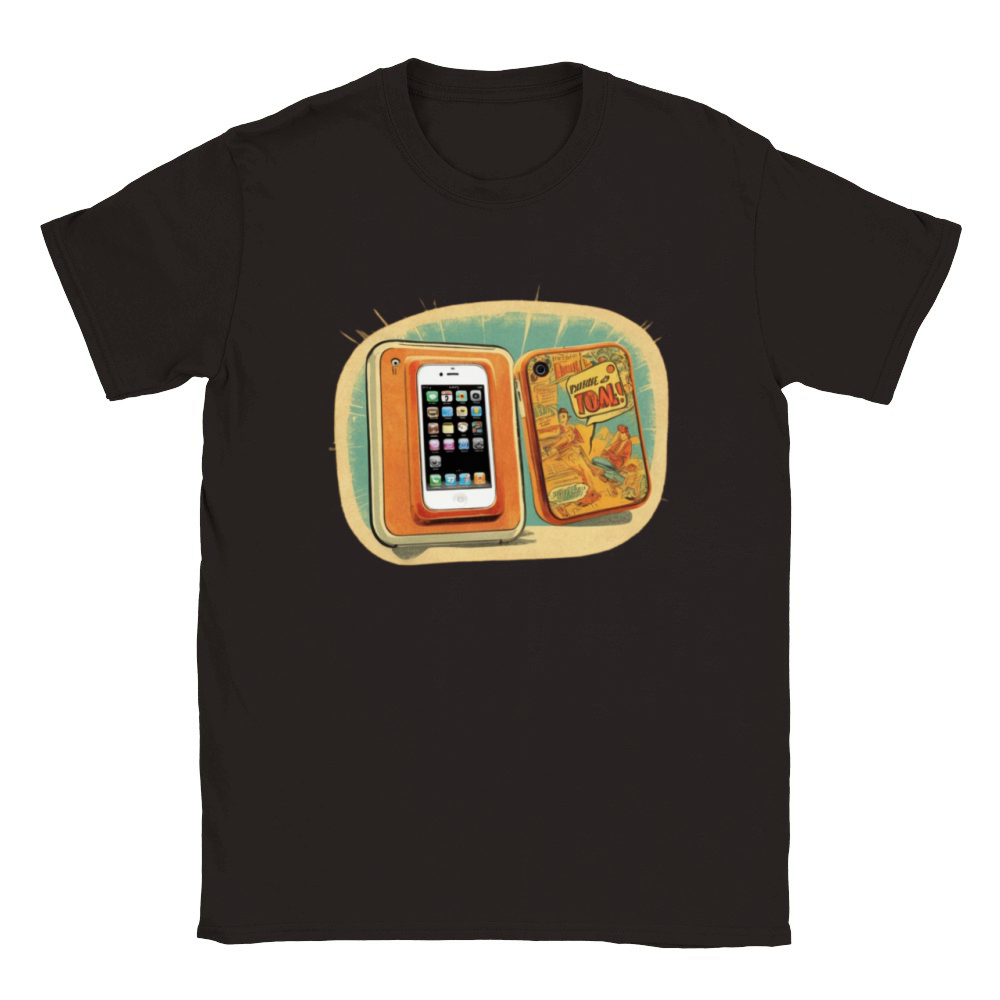 Retro Comic iPhone 3GS Tee - Vintage Tech Vibes Classic Kids Crewneck T-shirt
