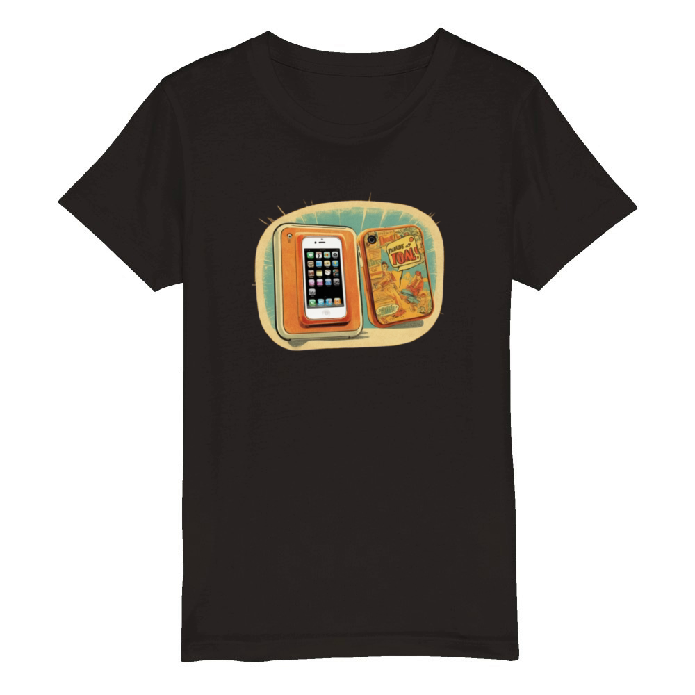 Retro Comic iPhone 3GS Tee - Vintage Tech Vibes Organic Kids Crewneck T-shirt