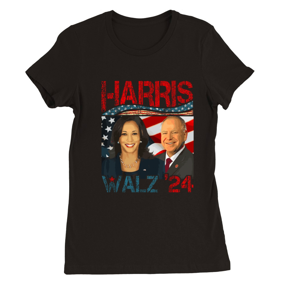 Harris Walz Waltz 2024 Retro Vintage Distressed Premium Womens Crewneck T-shirt