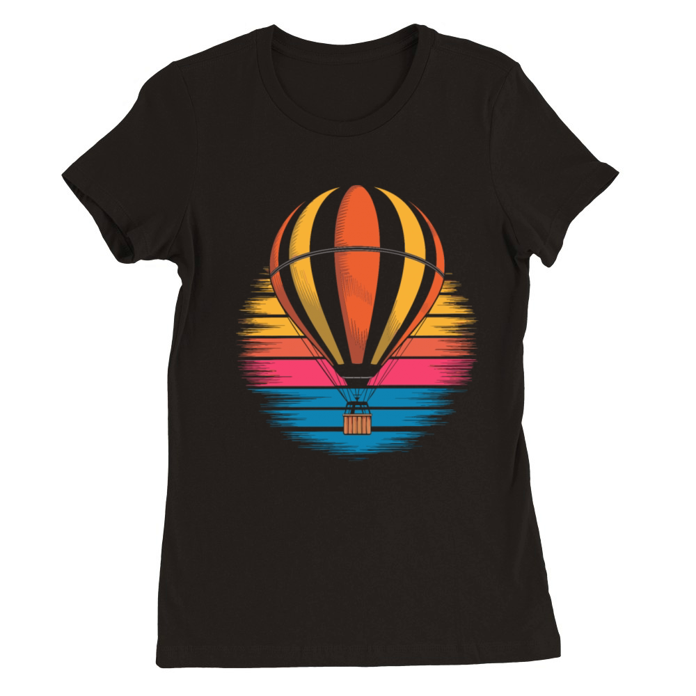 Hot Air Balloon Retro Sunset Vintage Adventure In Premium Womens Crewneck T-shirt