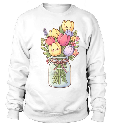 Garden lover gift-Tulip Bouquet in a Mason Jar Sweatshirt Unisex