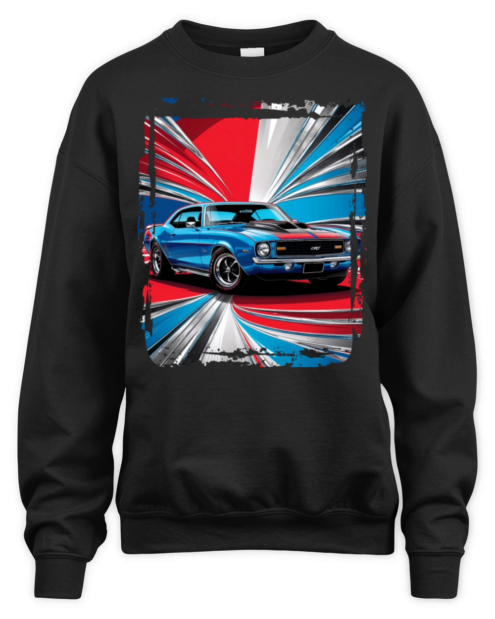 Beautiful American Muscle Car Route 66 Colorful Unisex Premium Crewneck Sweatshirt