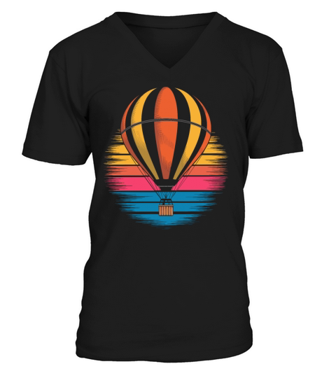 Hot Air Balloon Retro Sunset Vintage Adventure In V-Neck T-shirt