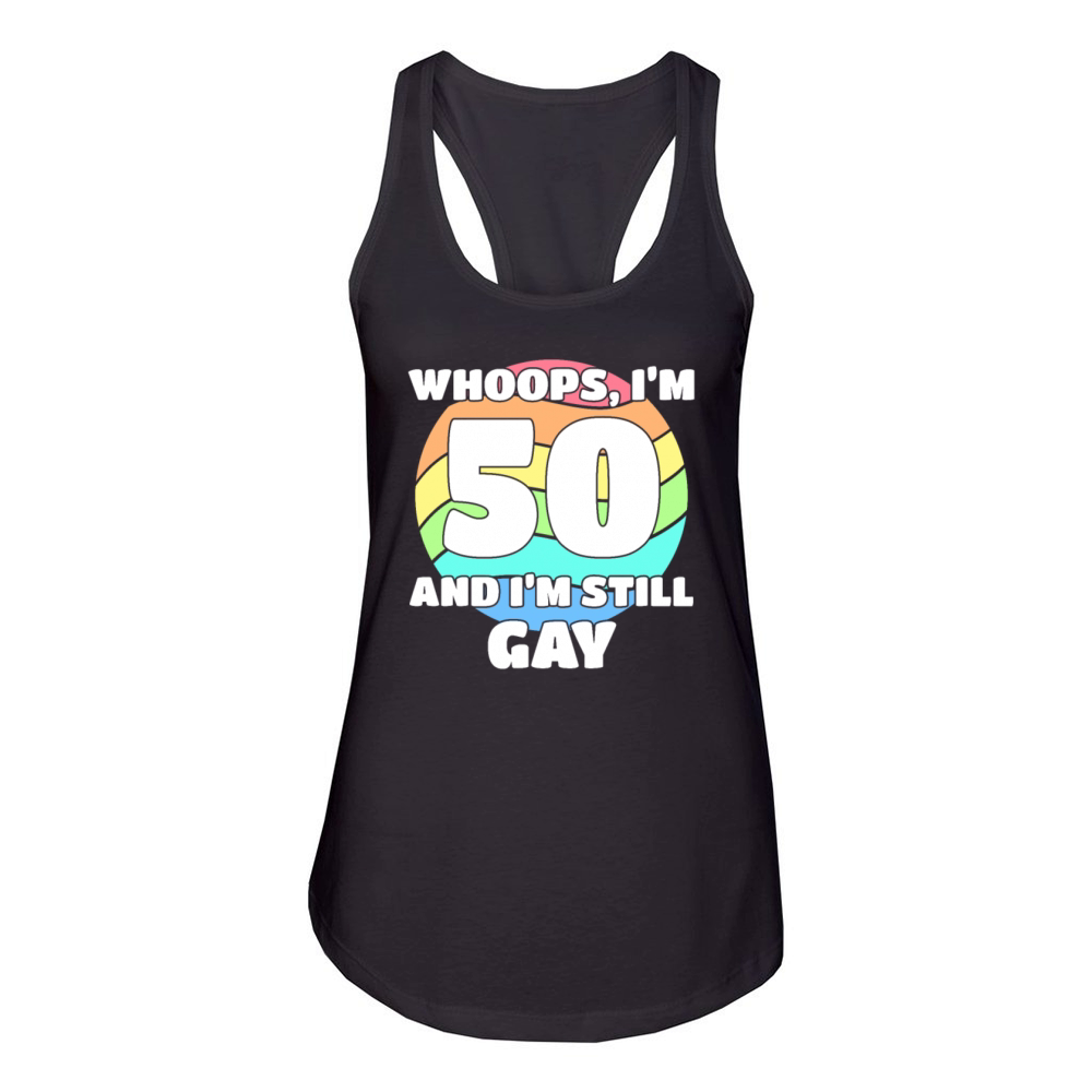 Funny Gay Pride - 50th Birthday 50 BDay Lesbian Women's Racerback Tank