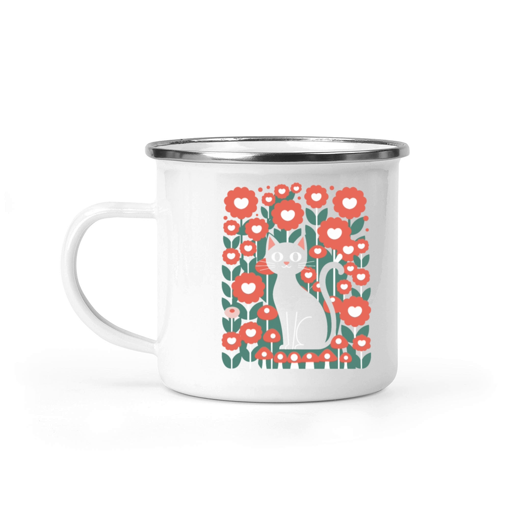 Cottagecore Cat in Floral Camping Mug