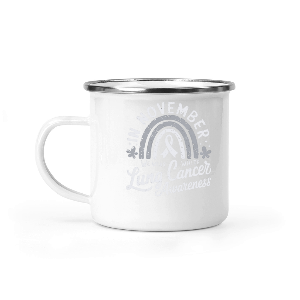 Grey Rainbow Lung Cancer Awareness Design Camping Mug