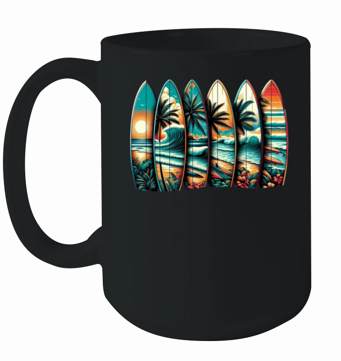 Surfboard Art Surfing Retro Surfer Surf Shop Ceramic Mug