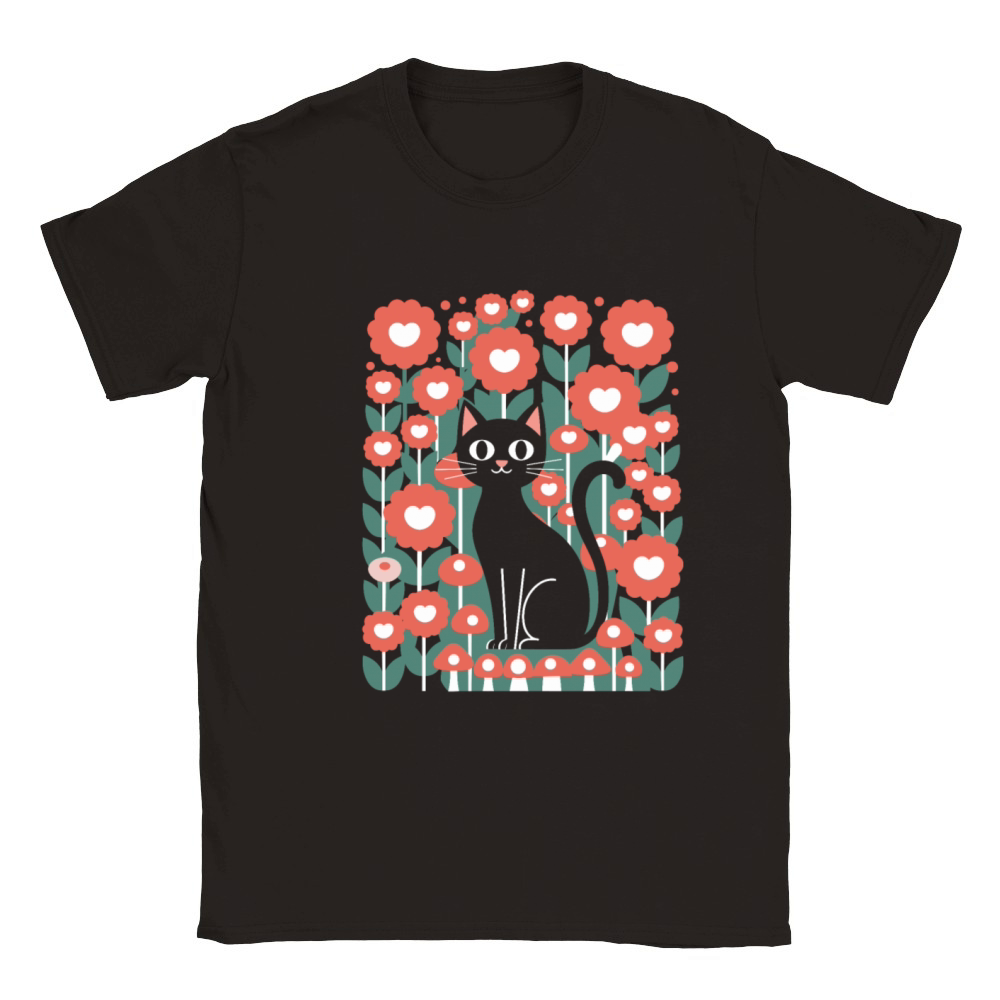 Cottagecore Cat in Floral Classic Kids Crewneck T-shirt