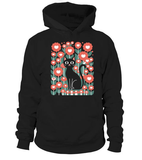 Cottagecore Cat in Floral Hoodie Unisex