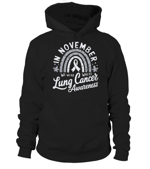 Grey Rainbow Lung Cancer Awareness Design Hoodie Unisex