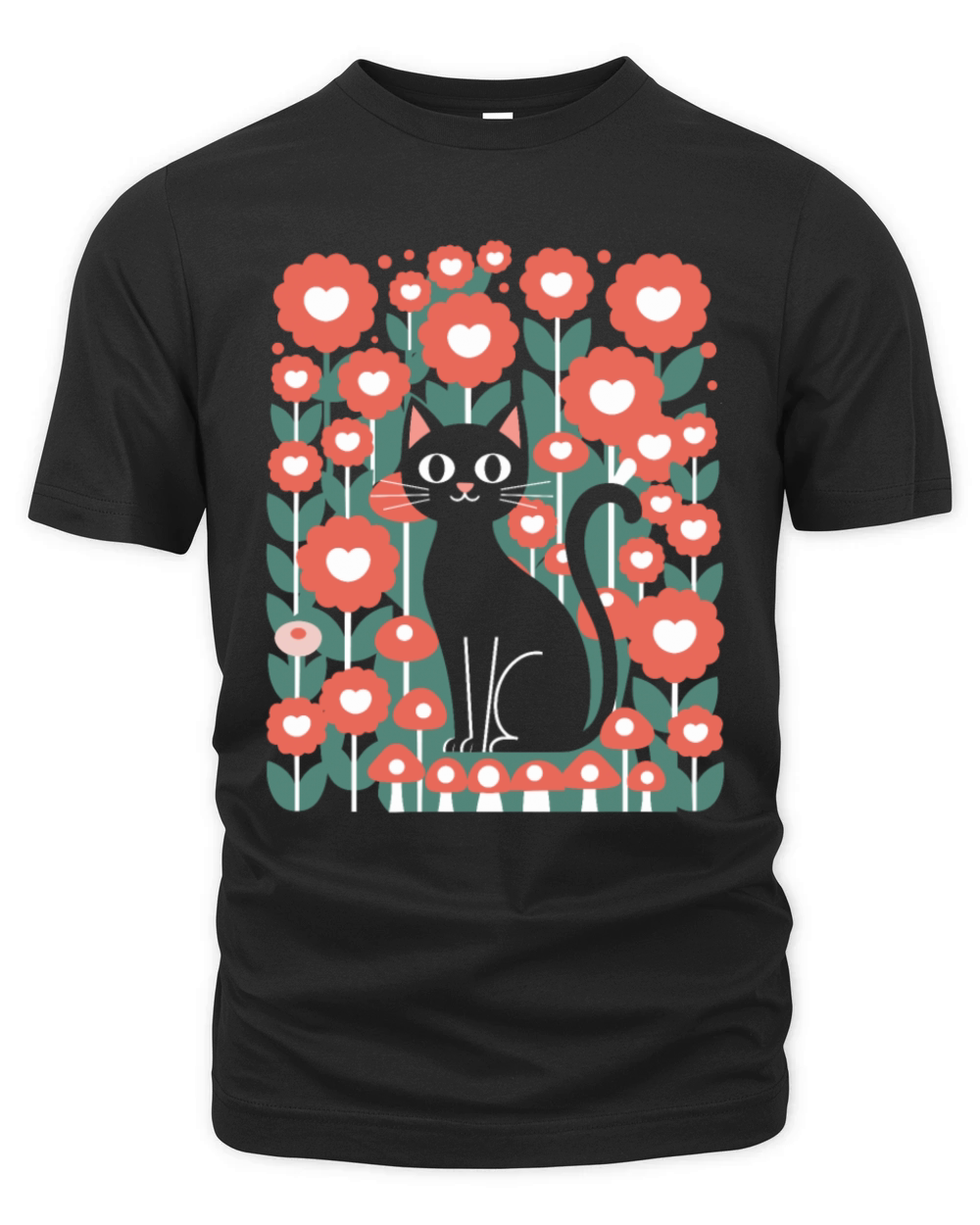 Cottagecore Cat in Floral Organic Unisex T-shirt