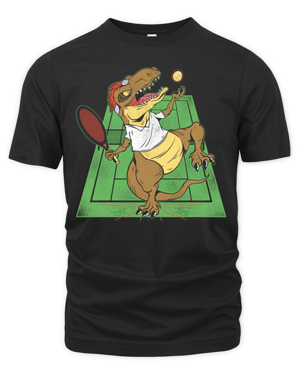 Funny Tennis Player Racket T-Rex Organic Unisex T-shirt
