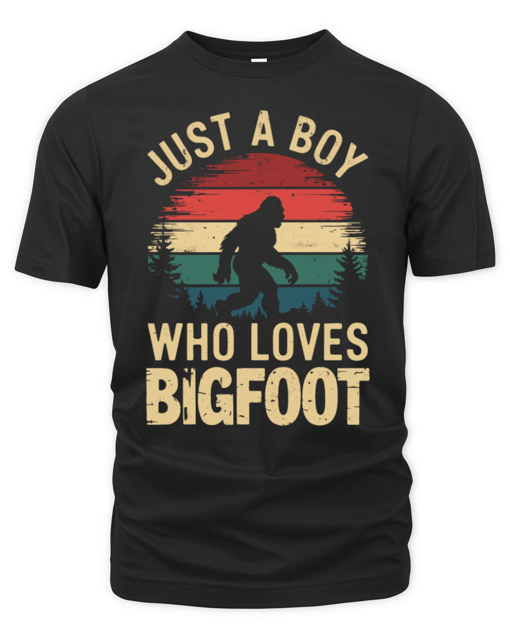 Just A Boy Who Loves Bigfoot Retro Style Forest Organic Unisex T-shirt