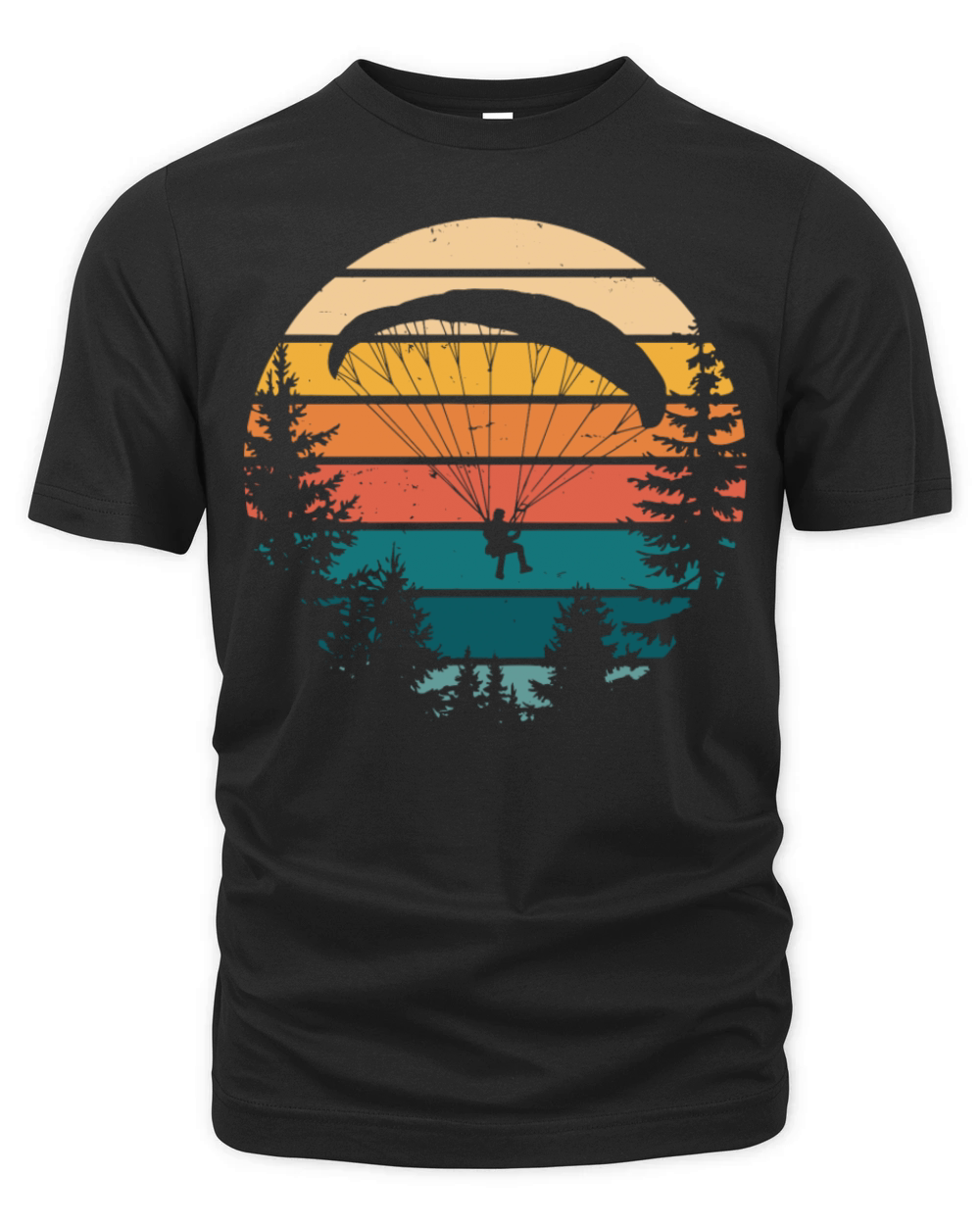Vintage Paragliding Scenic Sunset Over Forest Organic Unisex T-shirt