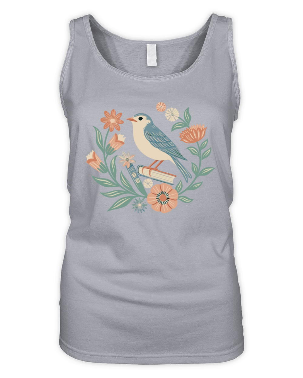 Cottagecore Bird and Floral Harmony Organic Women's Tank Top
