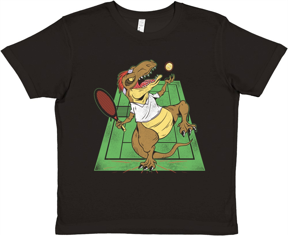 Funny Tennis Player Racket T-Rex Premium Kids Crewneck T-shirt