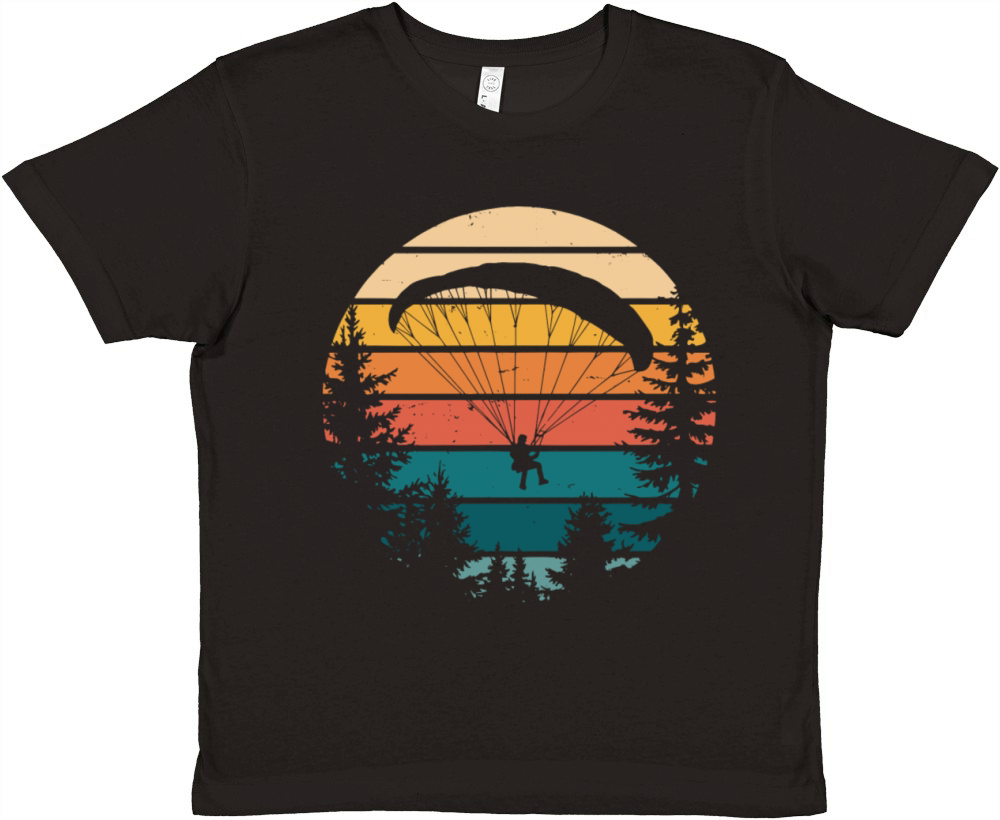 Vintage Paragliding Scenic Sunset Over Forest Premium Kids Crewneck T-shirt
