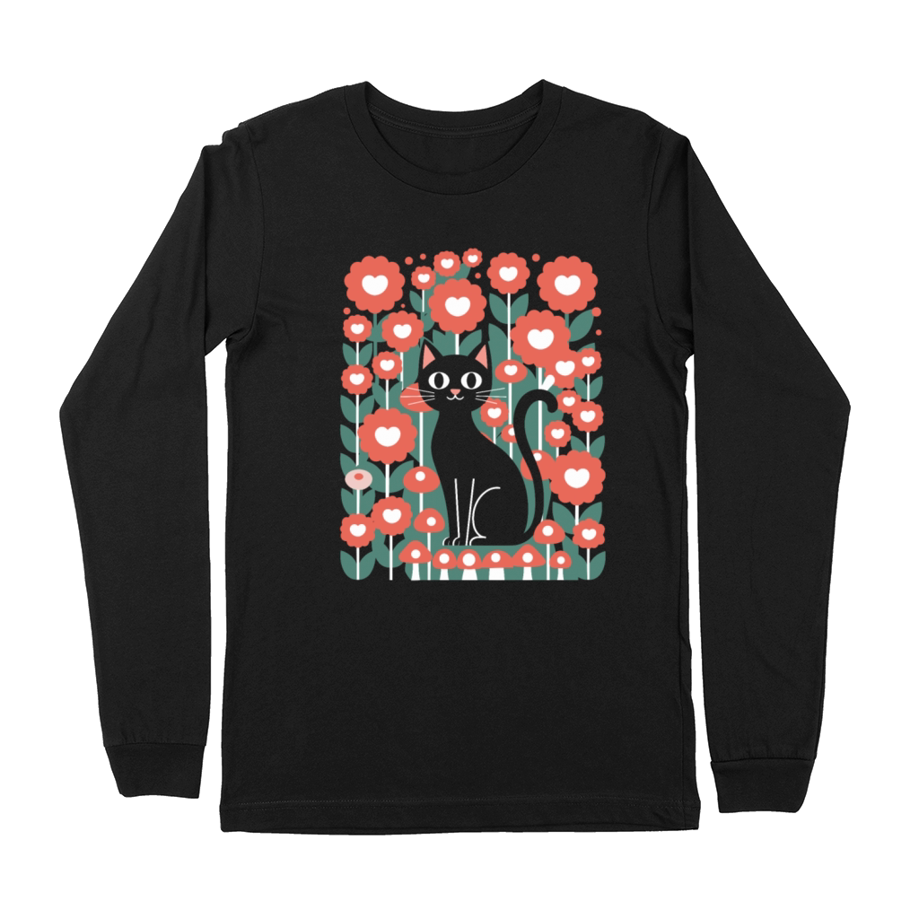 Cottagecore Cat in Floral Premium Long Sleeve