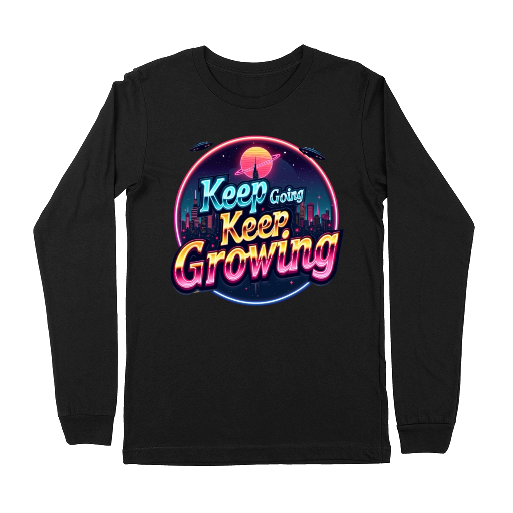 Typographic t shirt "Keep going keep growing" Premium Long Sleeve
