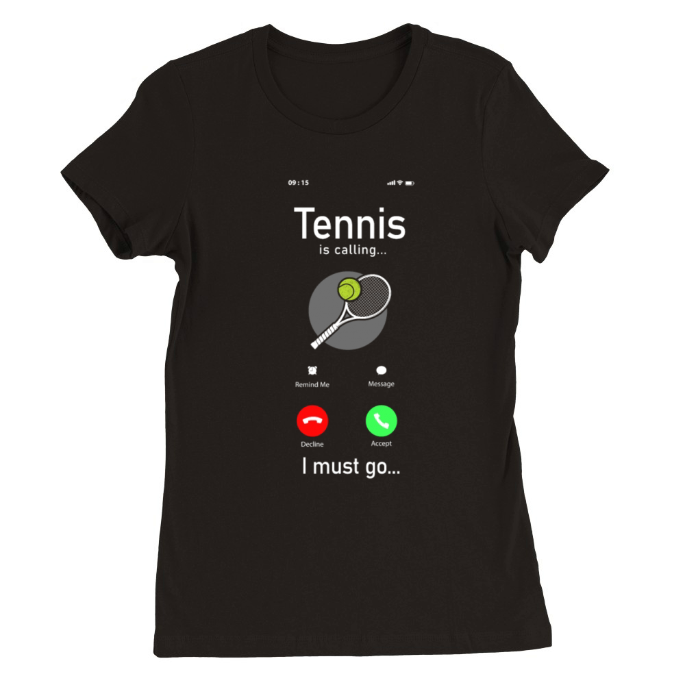 Funny Tennis Player Racket Phone Premium Womens Crewneck T-shirt