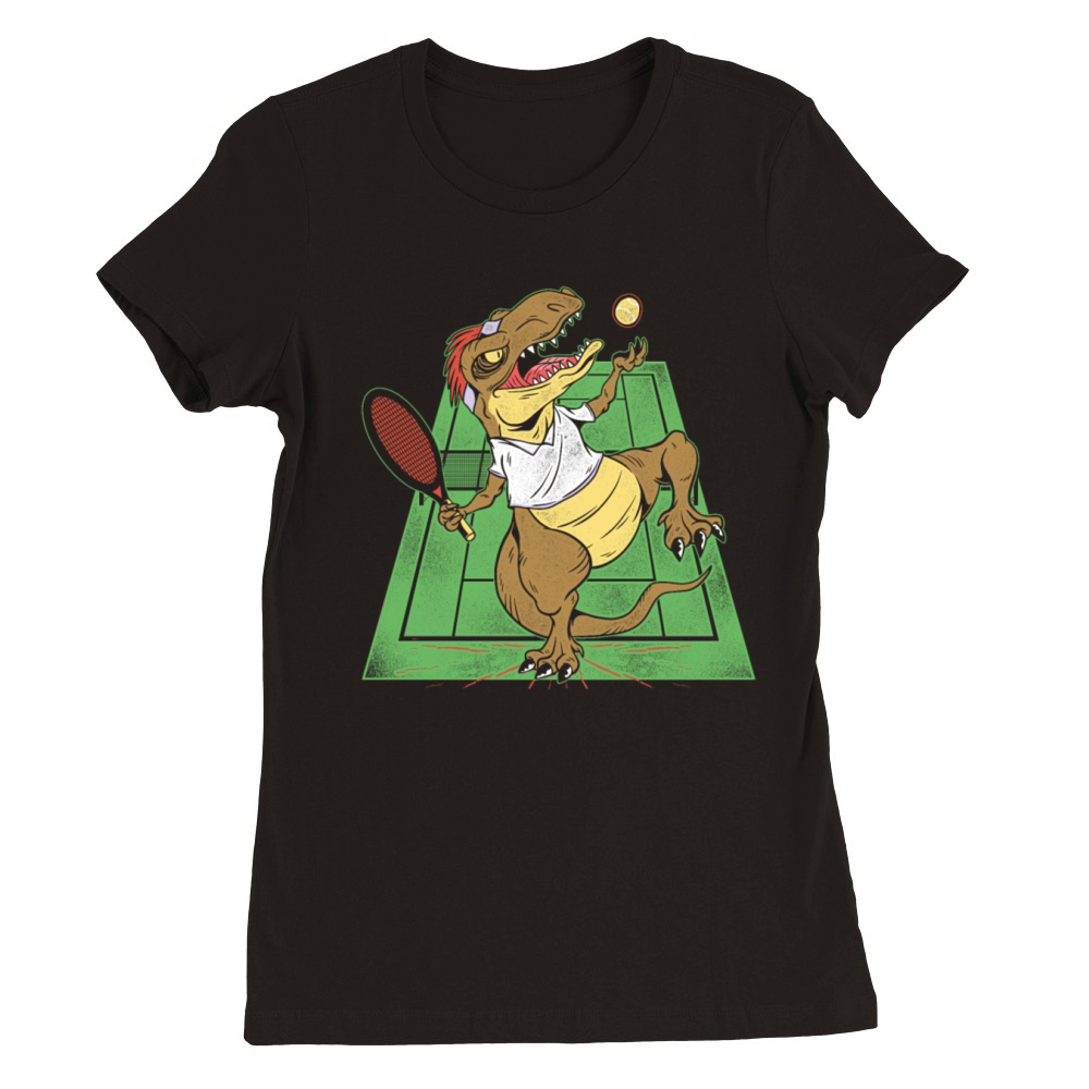 Funny Tennis Player Racket T-Rex Premium Womens Crewneck T-shirt
