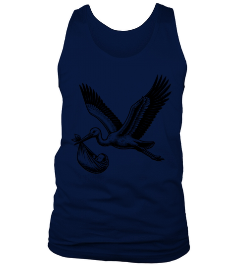 Vintage Stork Carrying Baby Illustration for New Tank Top Unisex