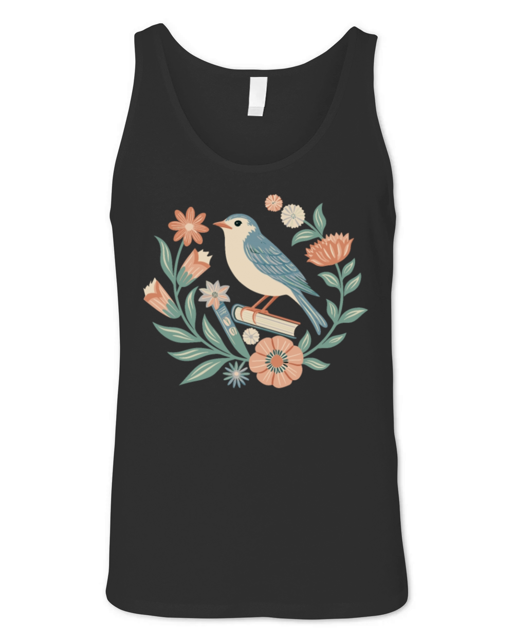 Cottagecore Bird and Floral Harmony Unisex Jersey Tank