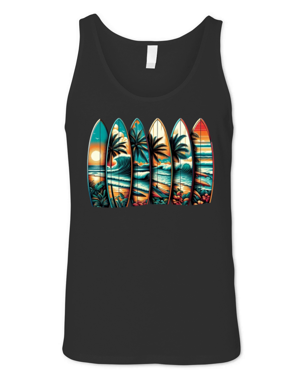 Surfboard Art Surfing Retro Surfer Surf Shop Unisex Jersey Tank