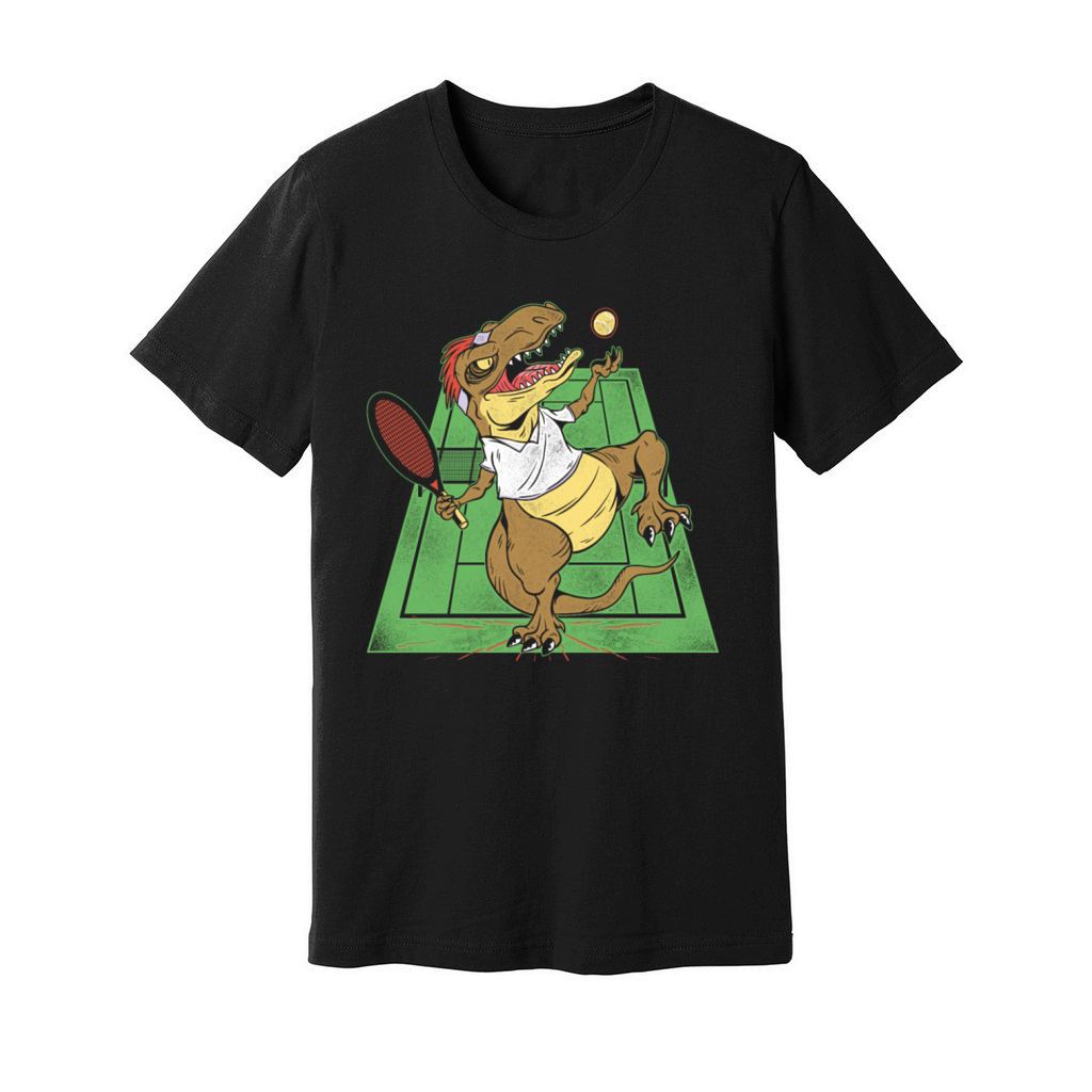 Funny Tennis Player Racket T-Rex Unisex Jersey Tee