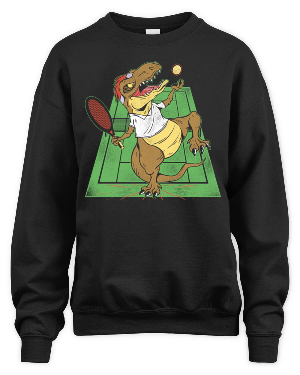 Funny Tennis Player Racket T-Rex Unisex Premium Crewneck Sweatshirt