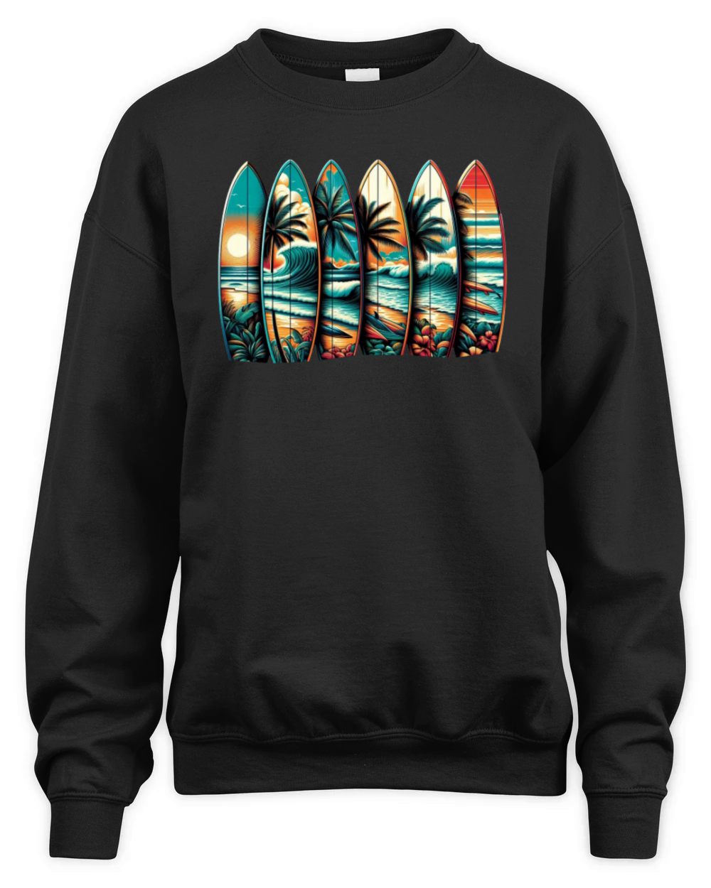 Surfboard Art Surfing Retro Surfer Surf Shop Unisex Premium Crewneck Sweatshirt