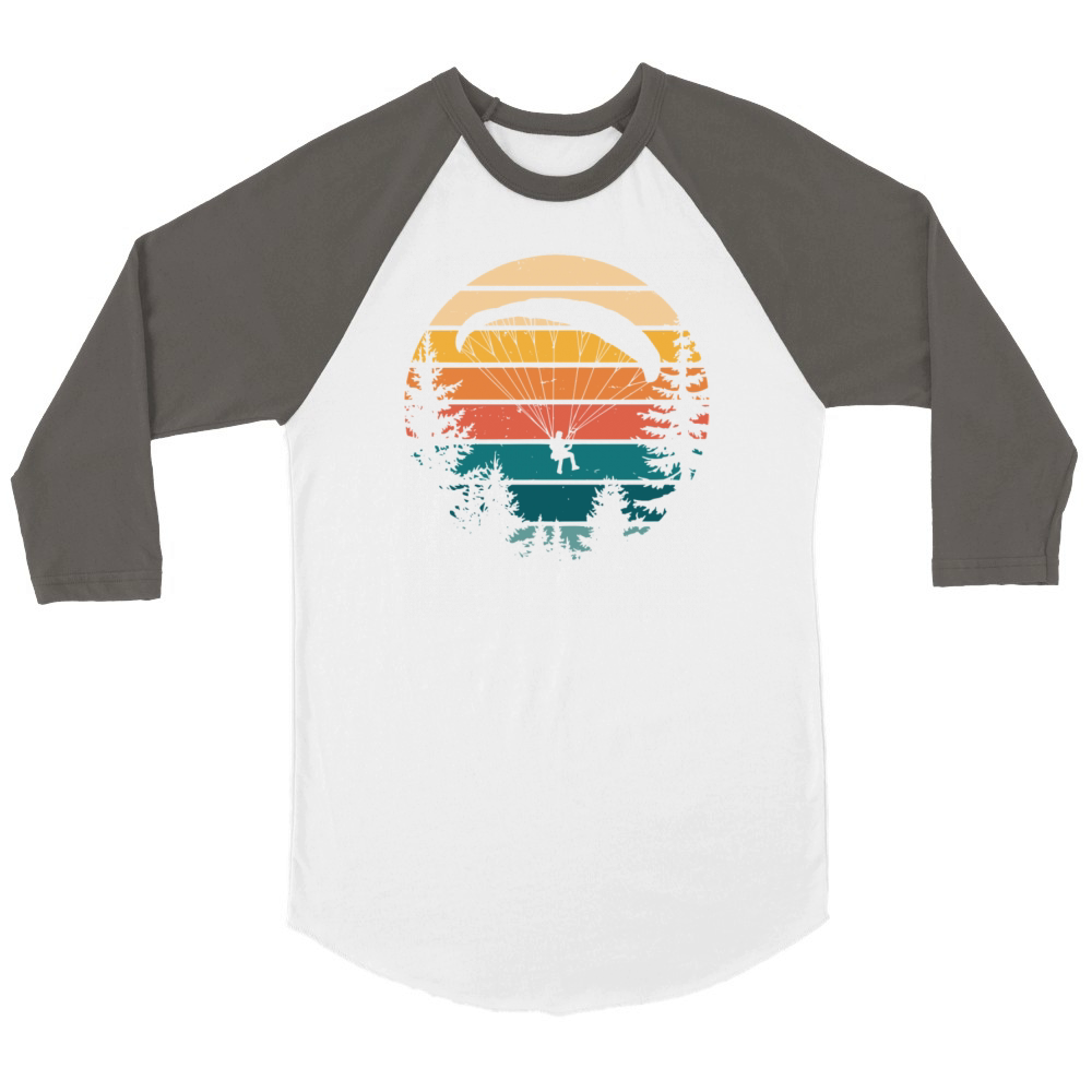Vintage Paragliding Scenic Sunset Over Forest Unisex ¾ sleeve Raglan T-shirt