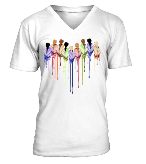 Women Heart Shape Watercolor Native American V-Neck T-shirt