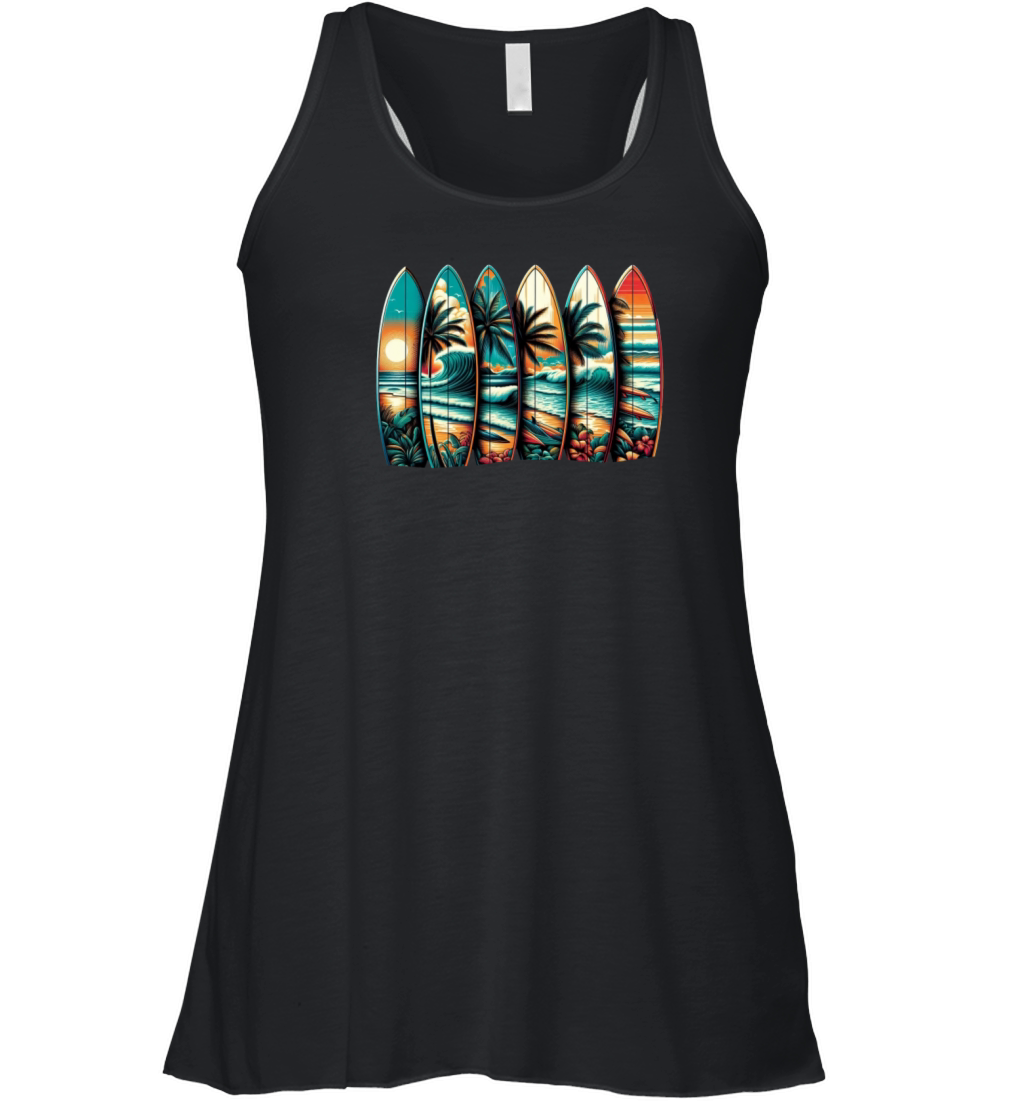 Surfboard Art Surfing Retro Surfer Surf Shop Women's Flowy Tank Top