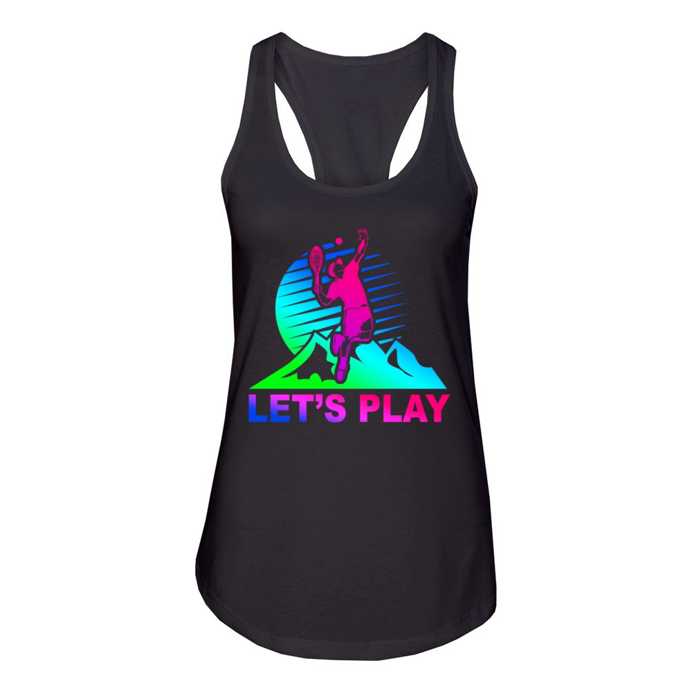 Funny Tennis Player Racket 80s 90s Women's Racerback Tank