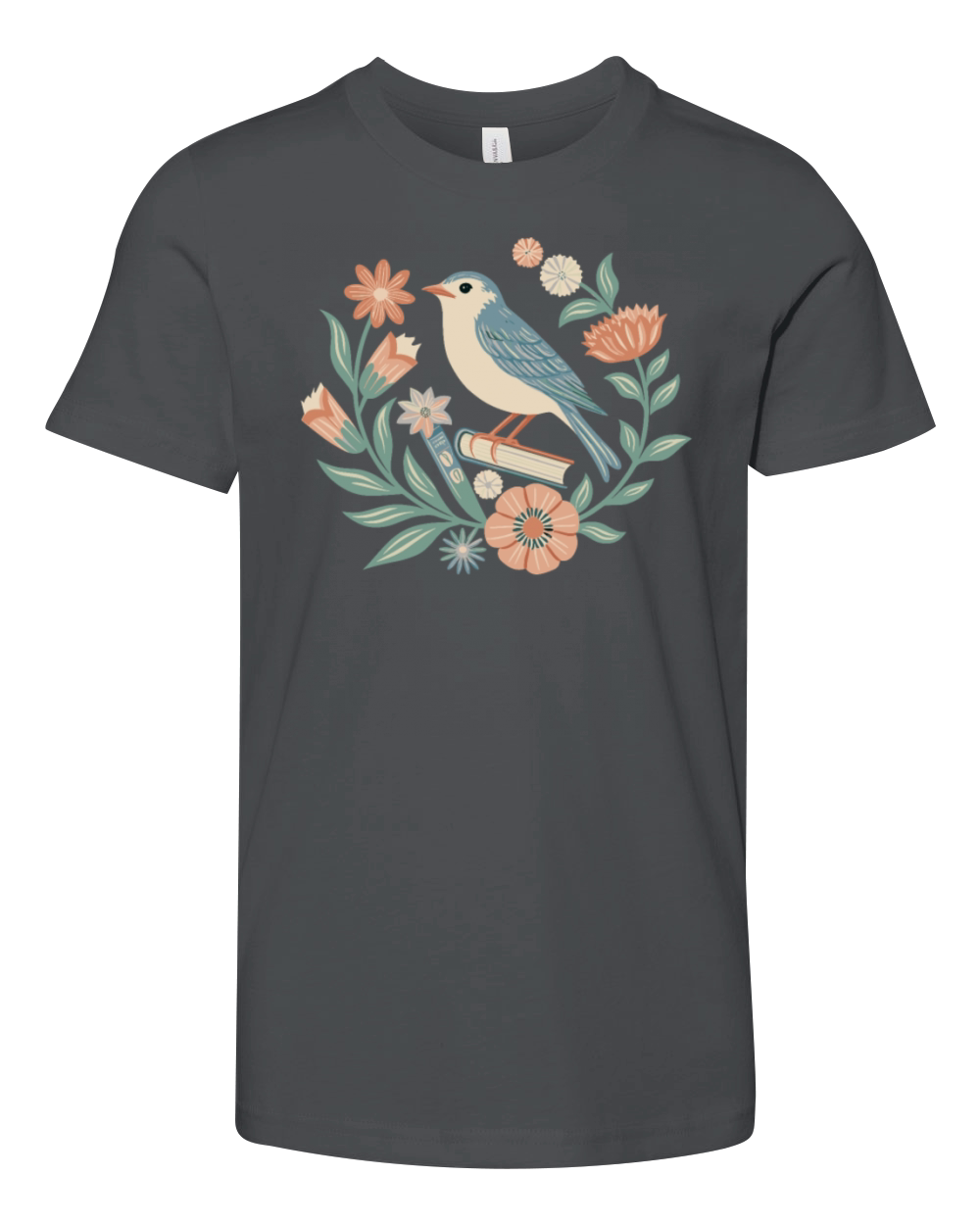 Cottagecore Bird and Floral Harmony Youth Unisex Jersey Tee