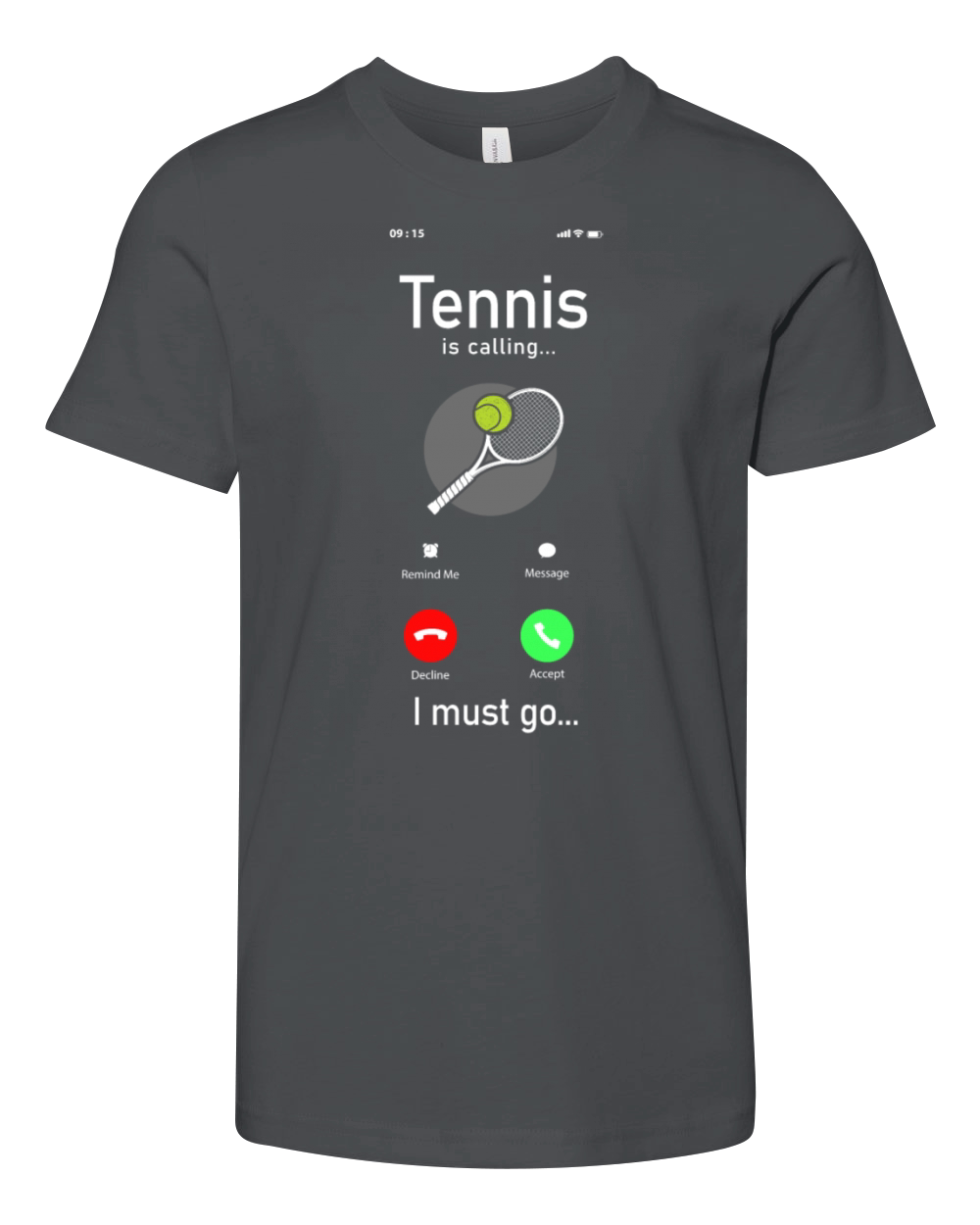 Funny Tennis Player Racket Phone Youth Unisex Jersey Tee
