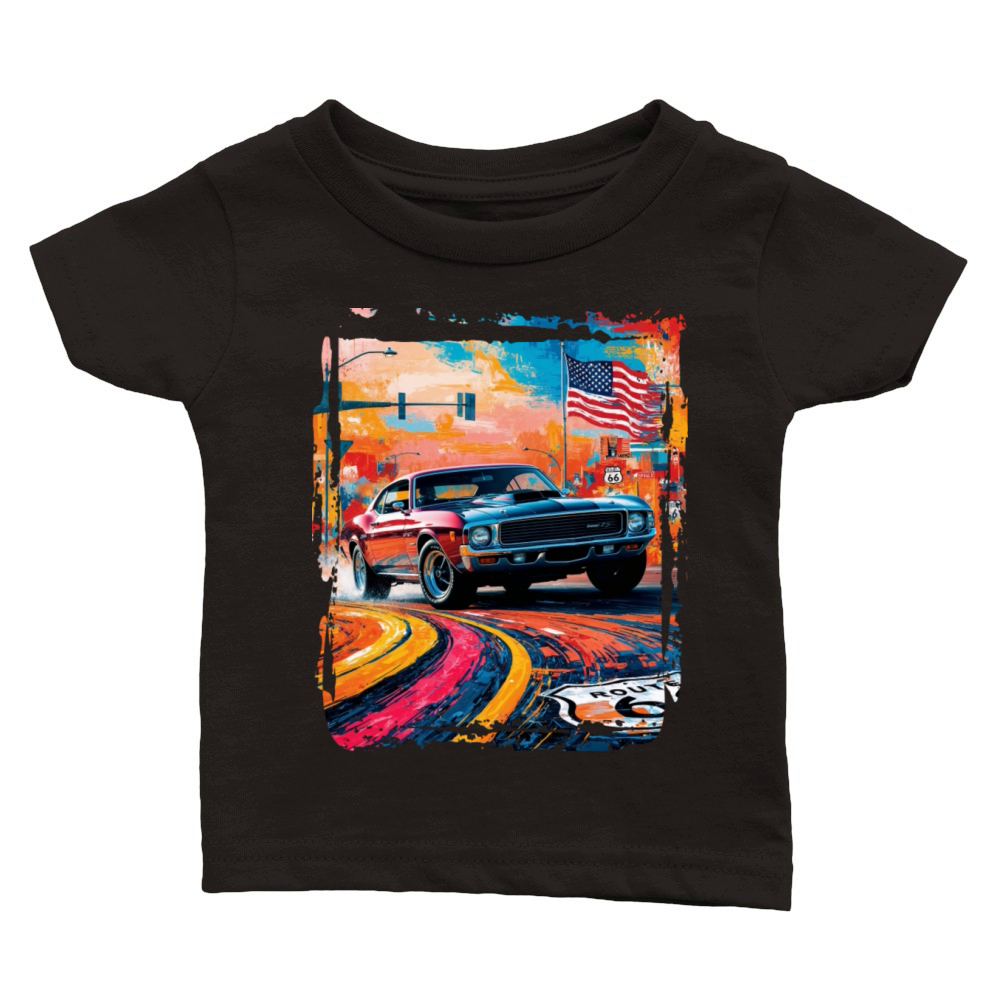 American Muscle Car Route 66 Classic Baby Crewneck T-shirt