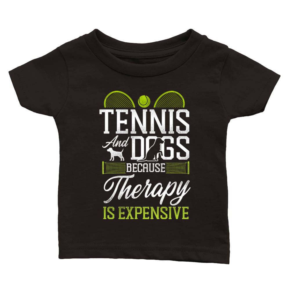 Funny Tennis Player Racket Dog Classic Baby Crewneck T-shirt