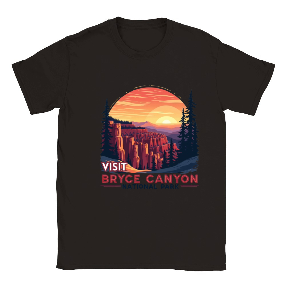 Bryce Canyon National Park Retro Illustraion V 01 Classic Kids Crewneck T-shirt