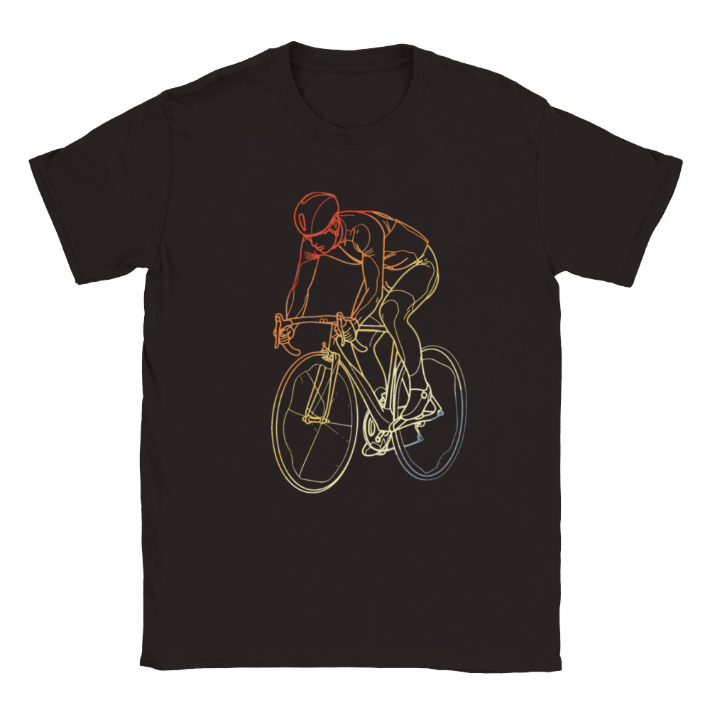 Vintage Cyclist One Line Drawing Classic Kids Crewneck T-shirt