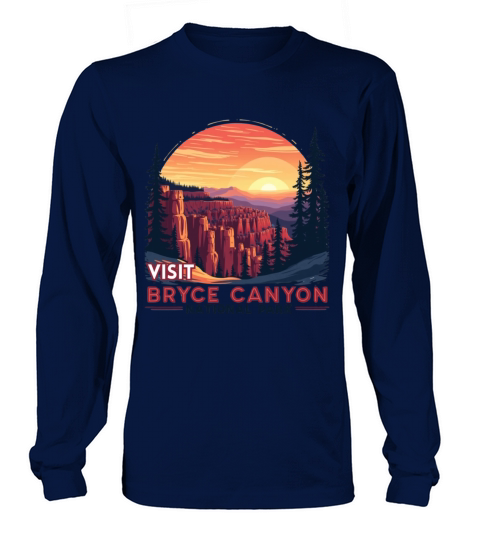 Bryce Canyon National Park Retro Illustraion V 01 Long sleeved Unisex