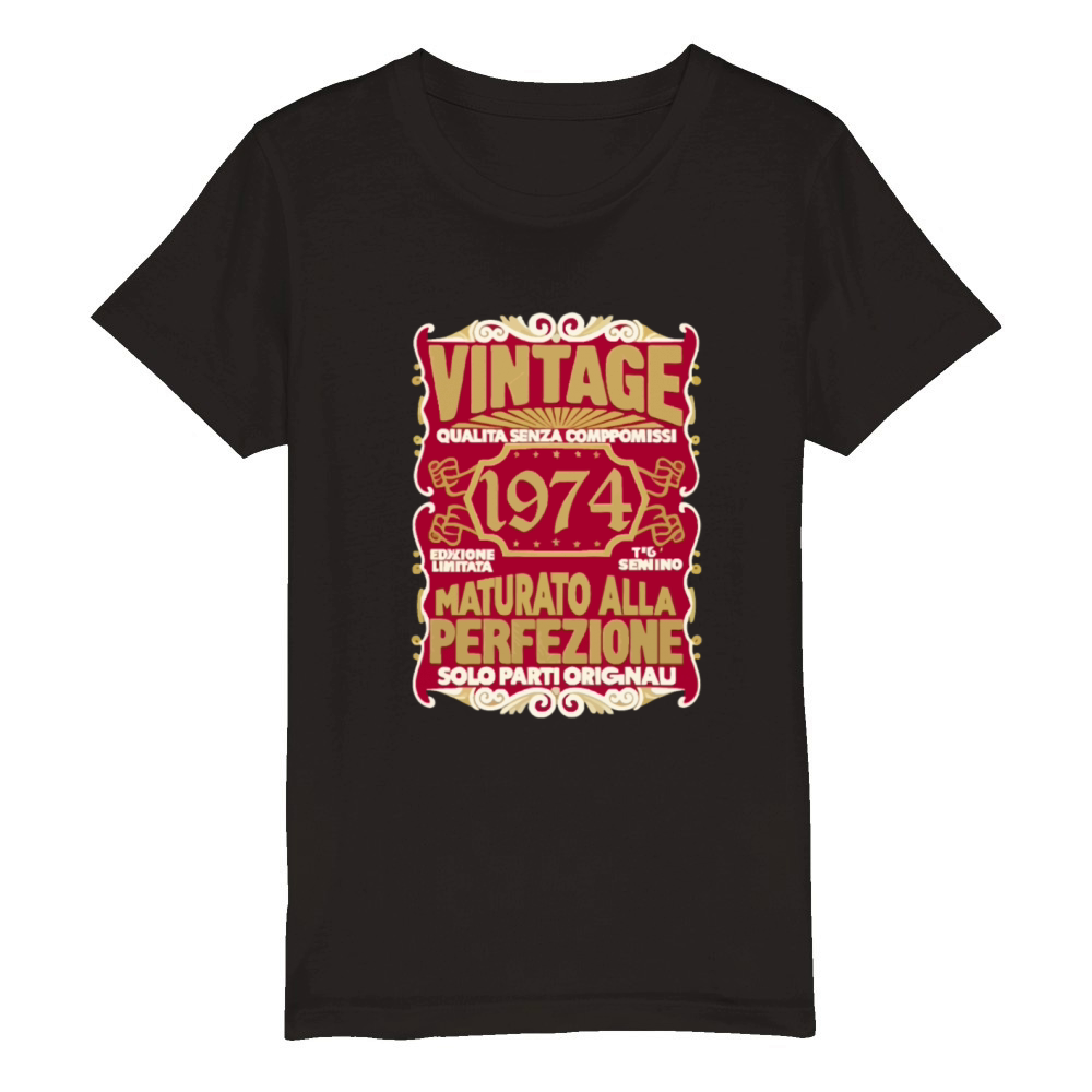 50 Compleanno 50 Uomo Anni Retro Vintage 1974 Reg Organic Kids Crewneck T-shirt