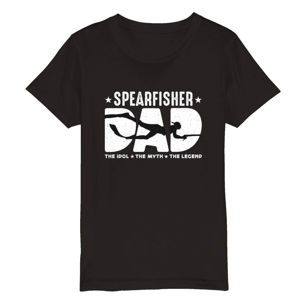 Spearfisher Dad The Idol The Myth Loves Snorkeling Organic Kids Crewneck T-shirt